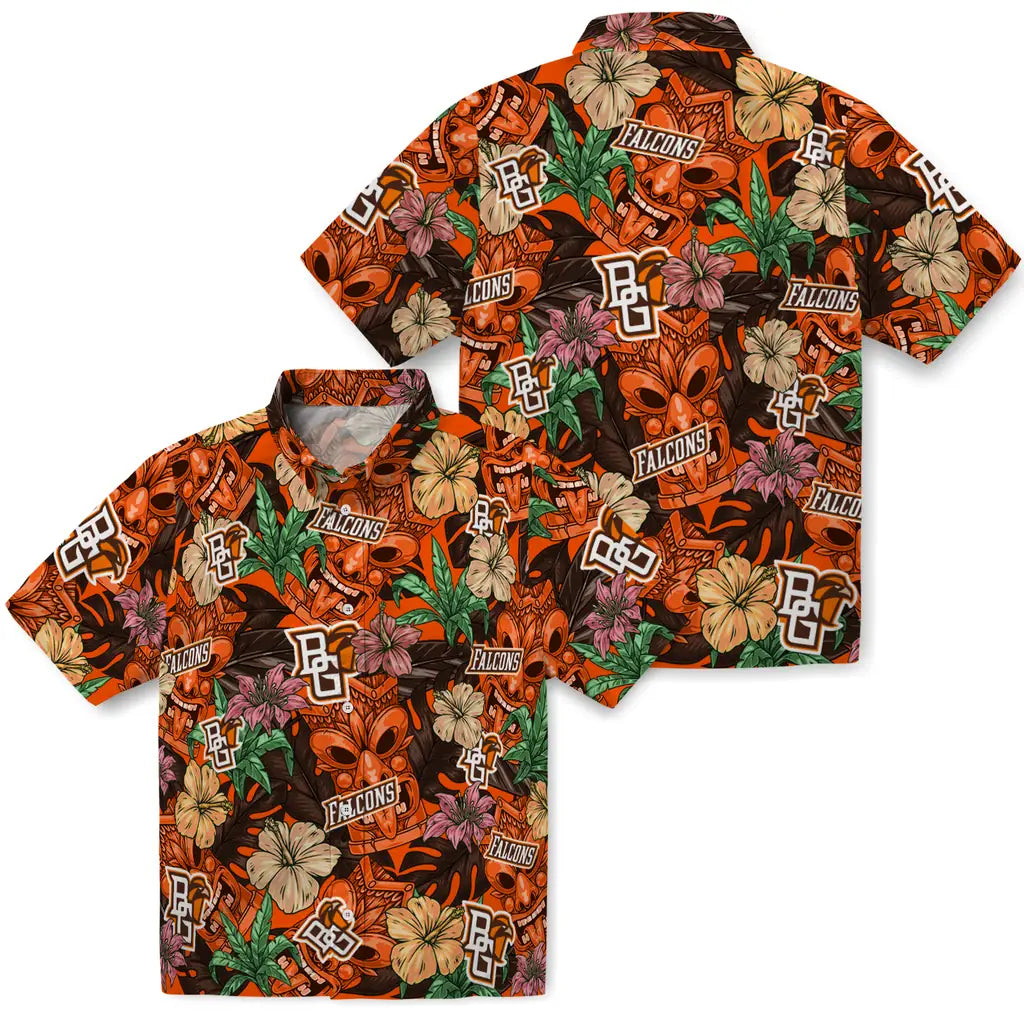 Bowling Green Falcons Hawaiian Shirt - Hibiscus Tiki Jungle | Moonbestprint