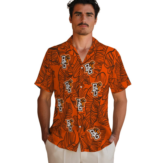 Bowling Green Falcons Hawaiian Shirt - Leaf Outline | Moonbestprint