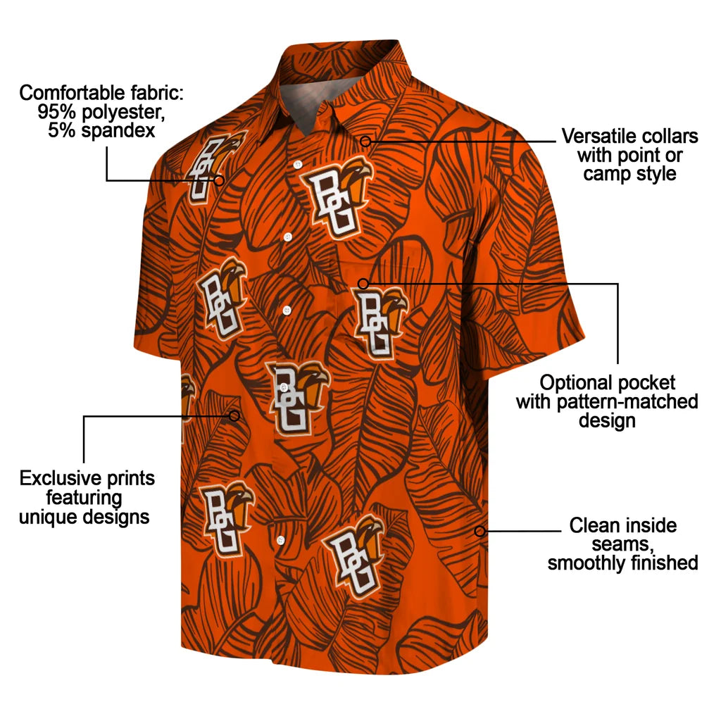 Bowling Green Falcons Hawaiian Shirt - Leaf Outline | Moonbestprint