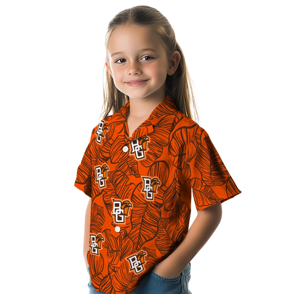 Bowling Green Falcons Hawaiian Shirt - Leaf Outline | Moonbestprint