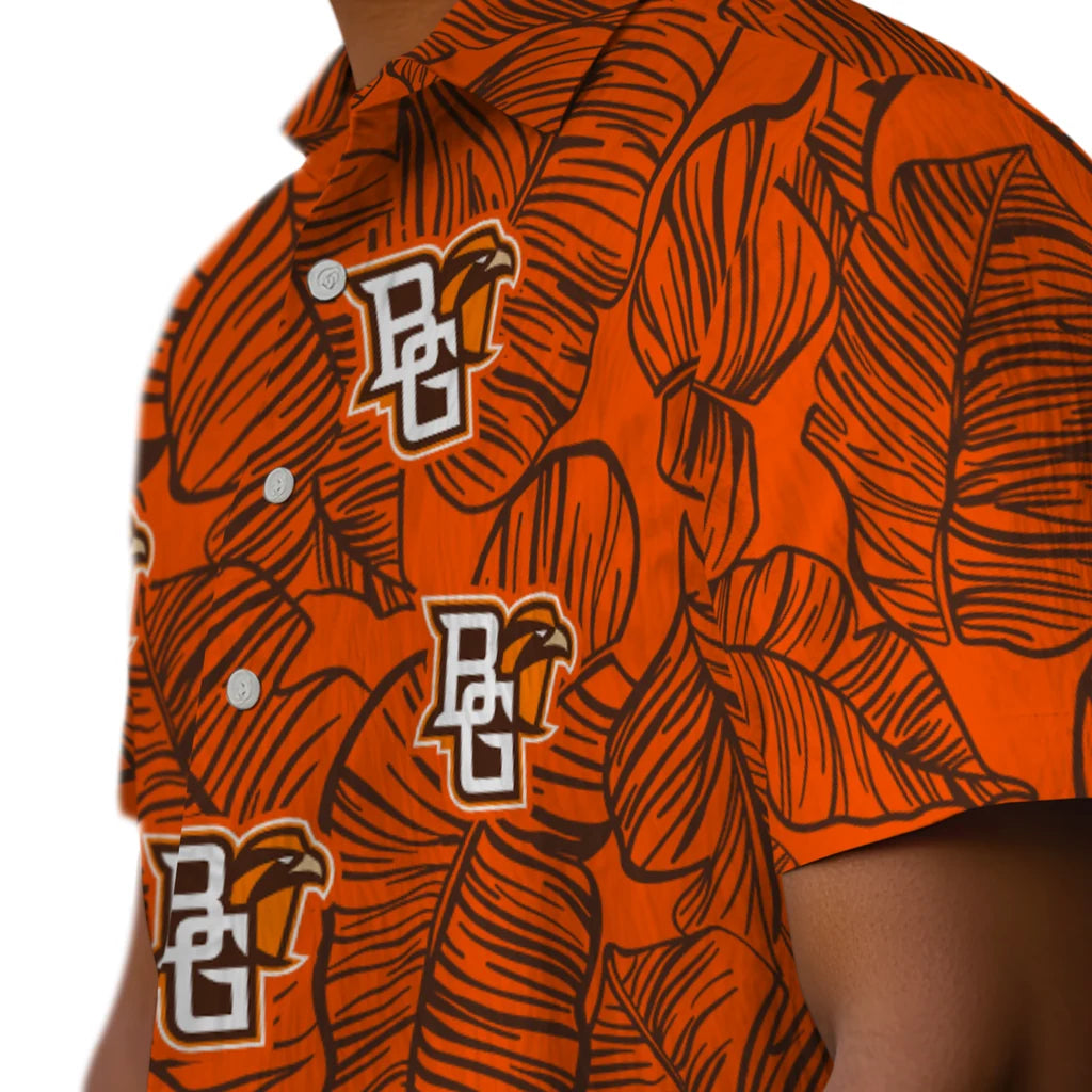 Bowling Green Falcons Hawaiian Shirt - Leaf Outline | Moonbestprint