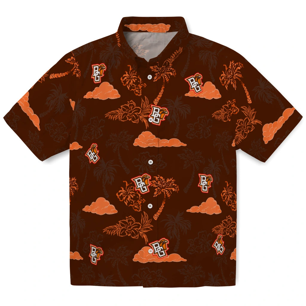 Bowling Green Falcons Hawaiian Shirt - Palm And Clouds | Moonbestprint