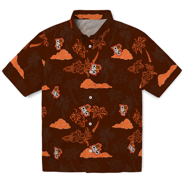 Bowling Green Falcons Hawaiian Shirt - Palm And Clouds | Moonbestprint