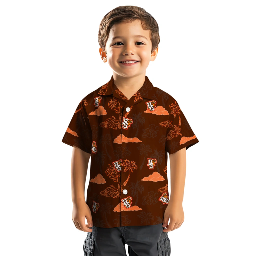 Bowling Green Falcons Hawaiian Shirt - Palm And Clouds | Moonbestprint