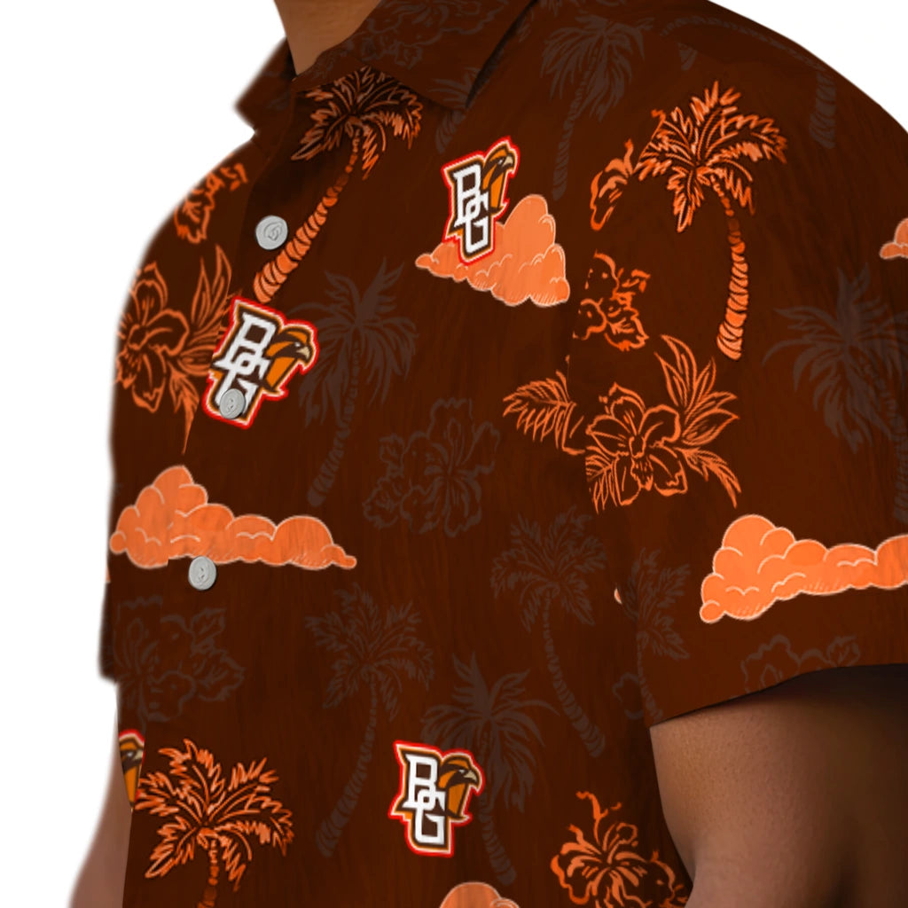 Bowling Green Falcons Hawaiian Shirt - Palm And Clouds | Moonbestprint