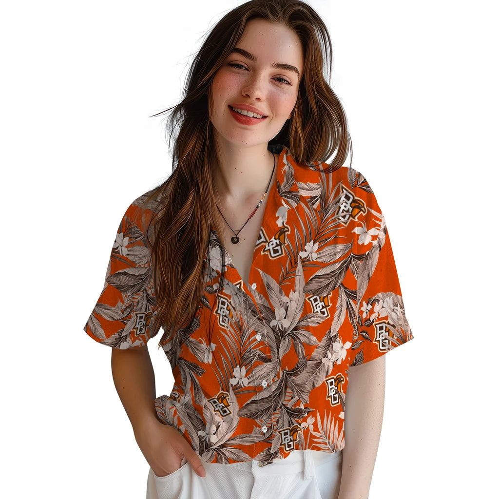 Bowling Green Falcons Hawaiian Shirt - Palm Leaves | Moonbestprint