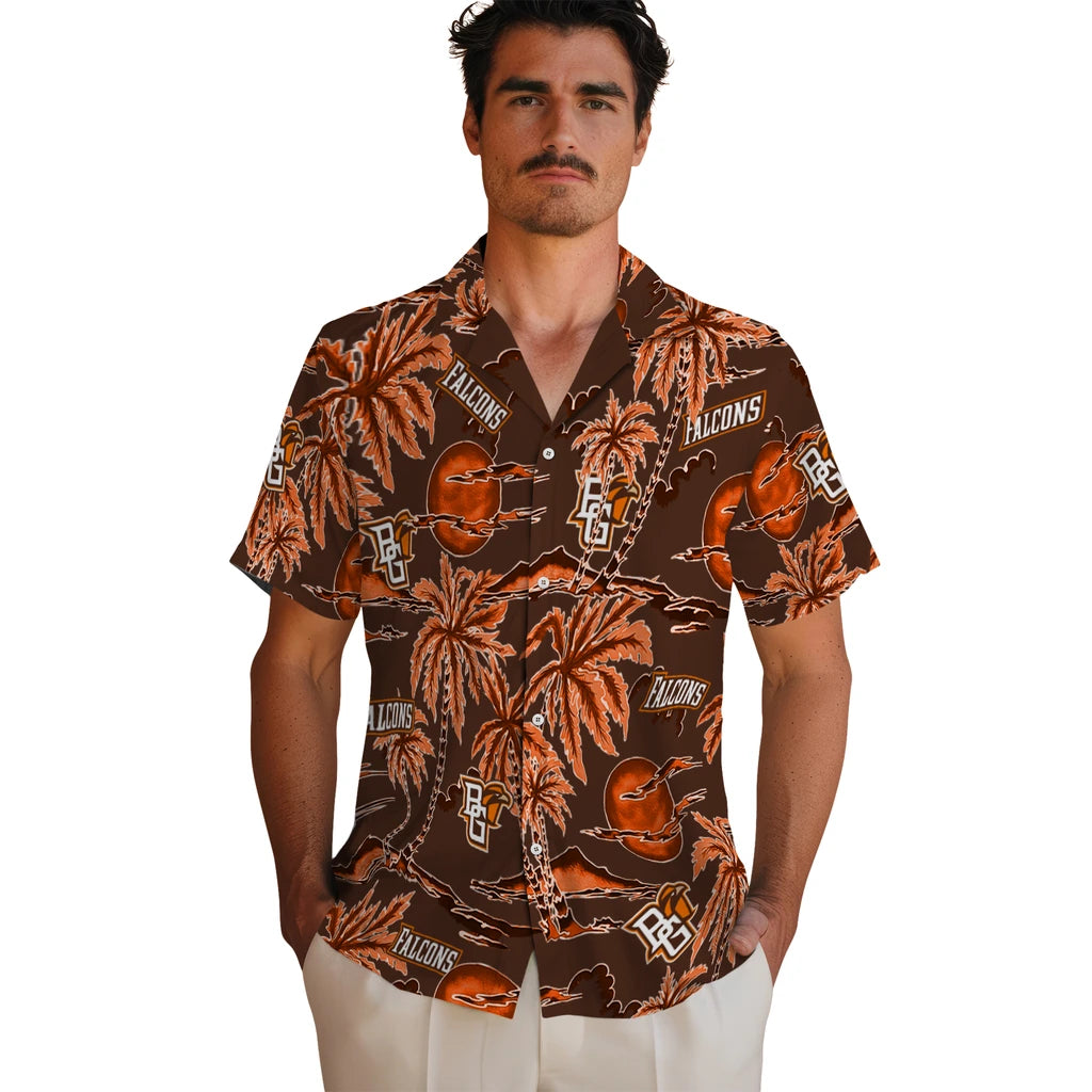 Bowling Green Falcons Hawaiian Shirt - Palm Sunset | Moonbestprint