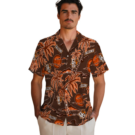 Bowling Green Falcons Hawaiian Shirt - Palm Sunset | Moonbestprint