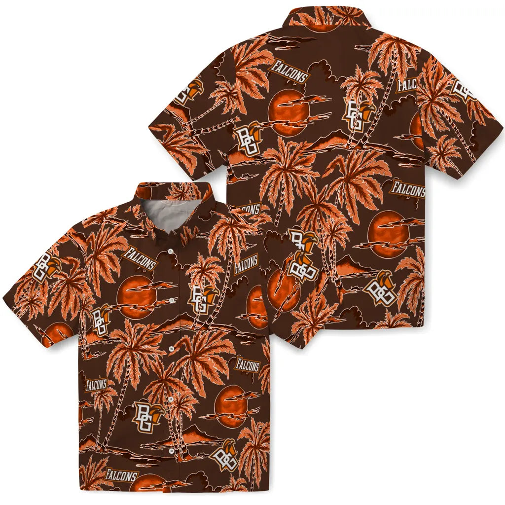 Bowling Green Falcons Hawaiian Shirt - Palm Sunset | Moonbestprint