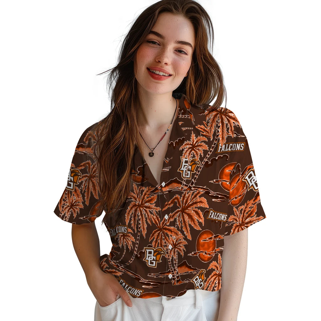 Bowling Green Falcons Hawaiian Shirt - Palm Sunset | Moonbestprint