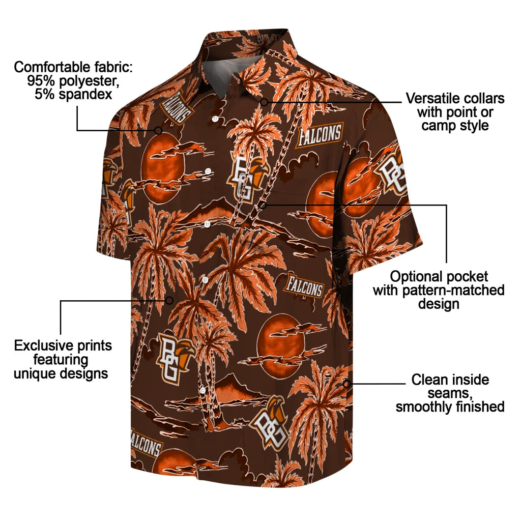 Bowling Green Falcons Hawaiian Shirt - Palm Sunset | Moonbestprint