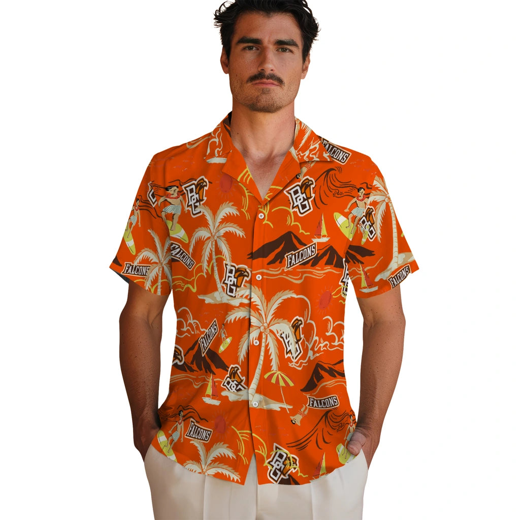 Bowling Green Falcons Hawaiian Shirt - Palm Tree Island | Moonbestprint