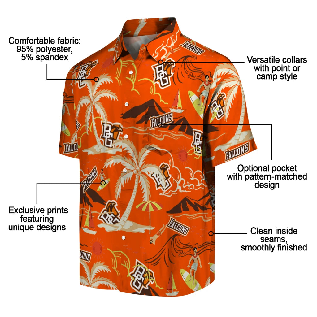 Bowling Green Falcons Hawaiian Shirt - Palm Tree Island | Moonbestprint