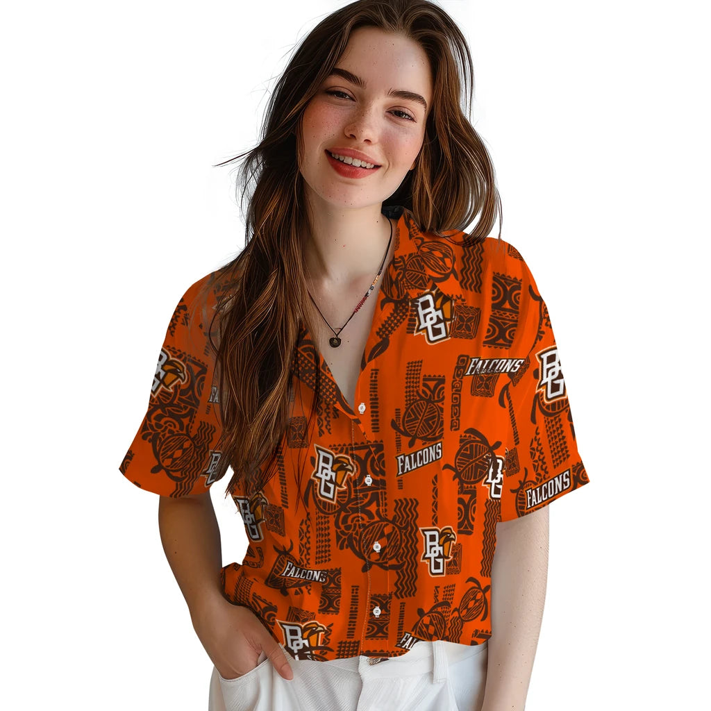 Bowling Green Falcons Hawaiian Shirt - Turtle Lines | Moonbestprint