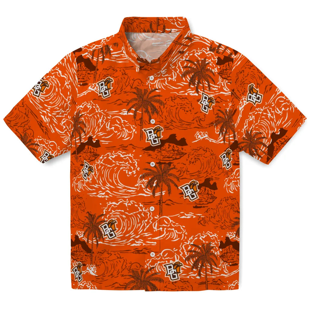 Bowling Green Falcons Hawaiian Shirt - Wave Palm | Moonbestprint