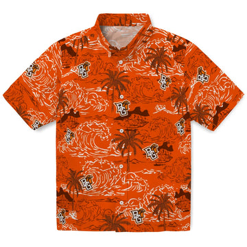 Bowling Green Falcons Hawaiian Shirt - Wave Palm | Moonbestprint