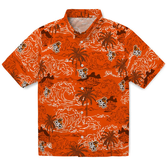 Bowling Green Falcons Hawaiian Shirt - Wave Palm | Moonbestprint