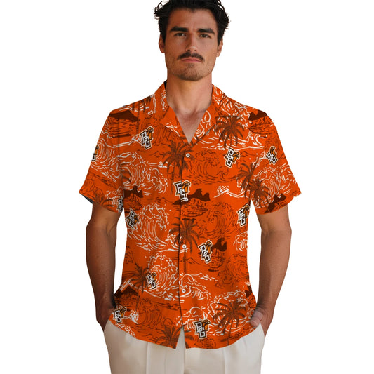 Bowling Green Falcons Hawaiian Shirt - Wave Palm | Moonbestprint
