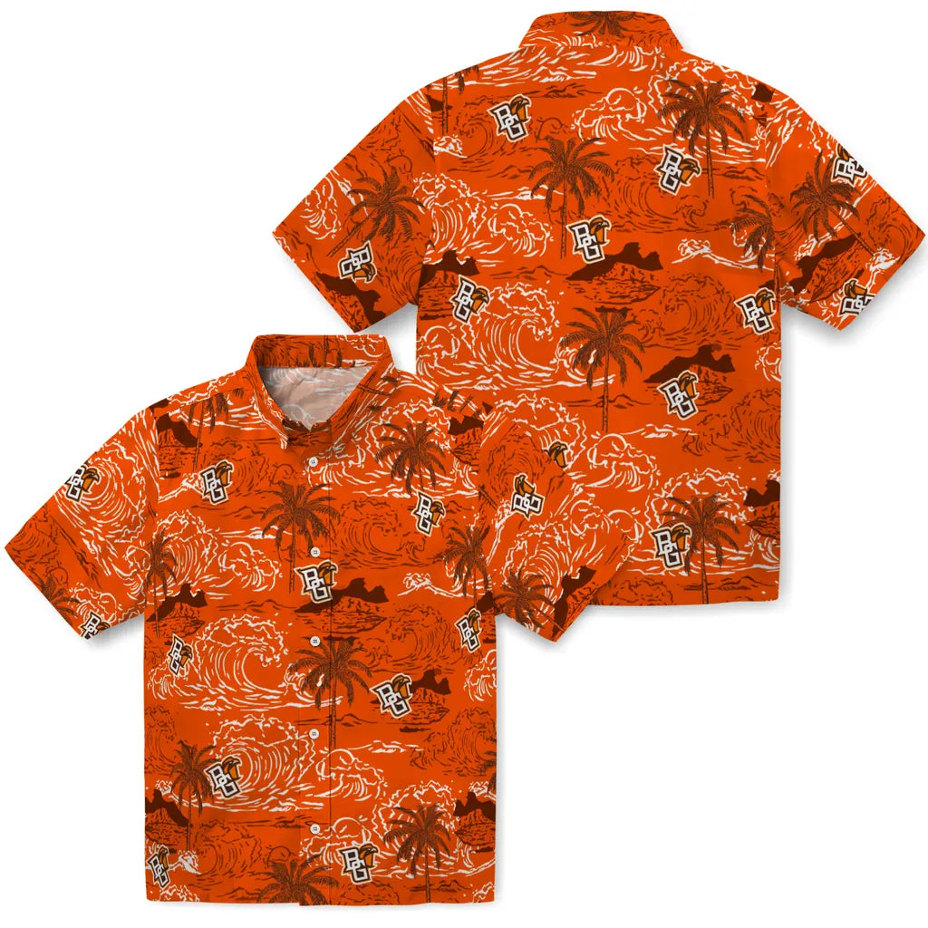 Bowling Green Falcons Hawaiian Shirt - Wave Palm | Moonbestprint