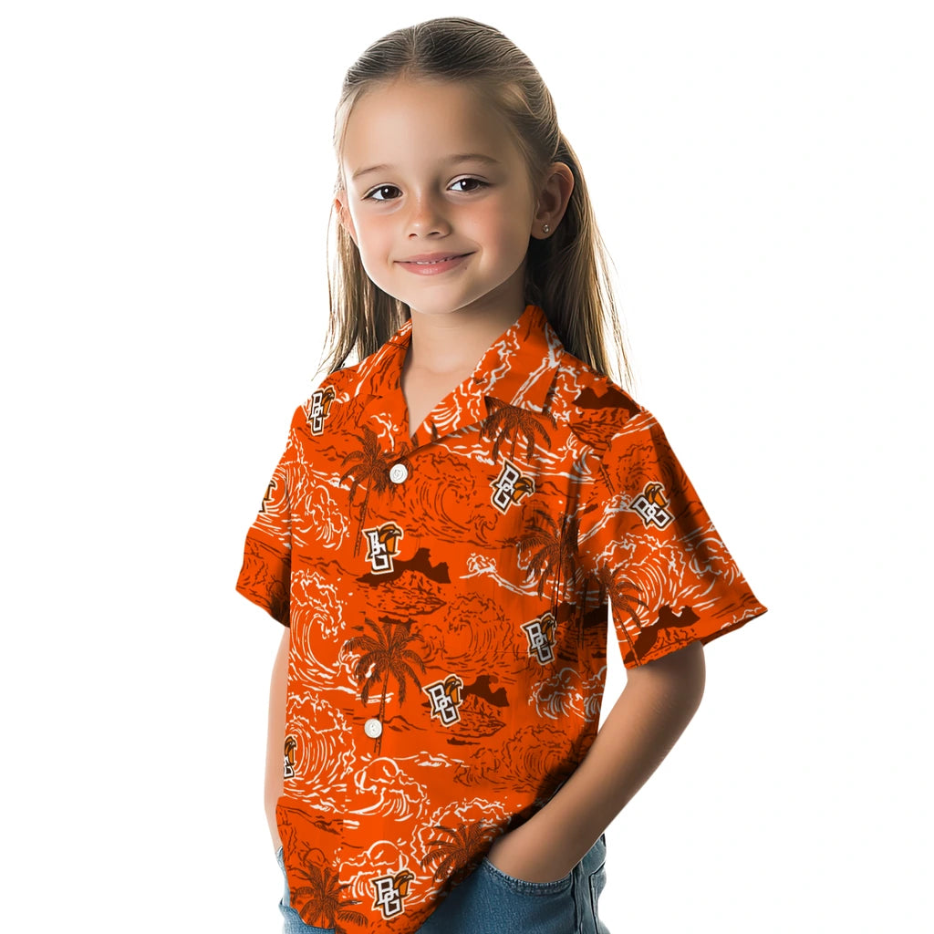 Bowling Green Falcons Hawaiian Shirt - Wave Palm | Moonbestprint