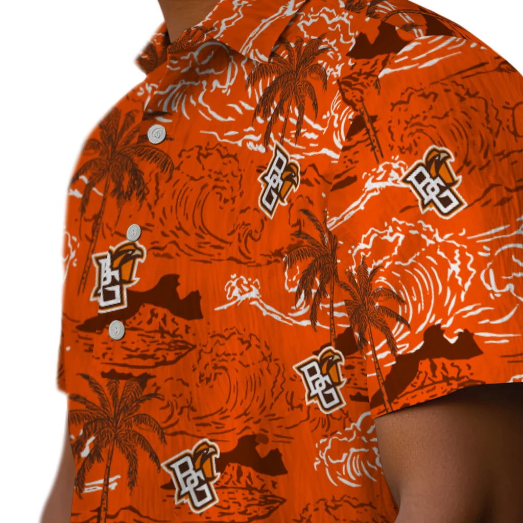 Bowling Green Falcons Hawaiian Shirt - Wave Palm | Moonbestprint