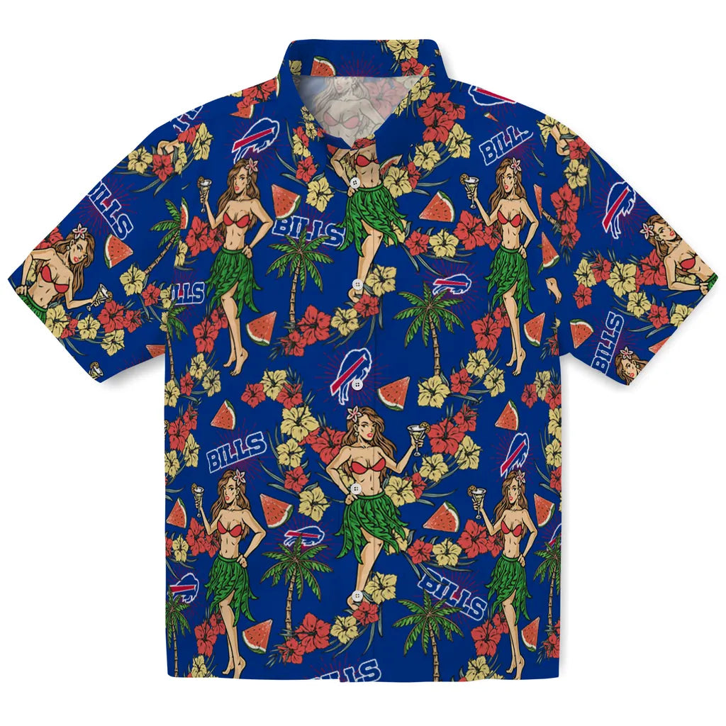 Buffalo Bills Hawaiian Shirt - Hawaiian Girls Design | Moonbestprint