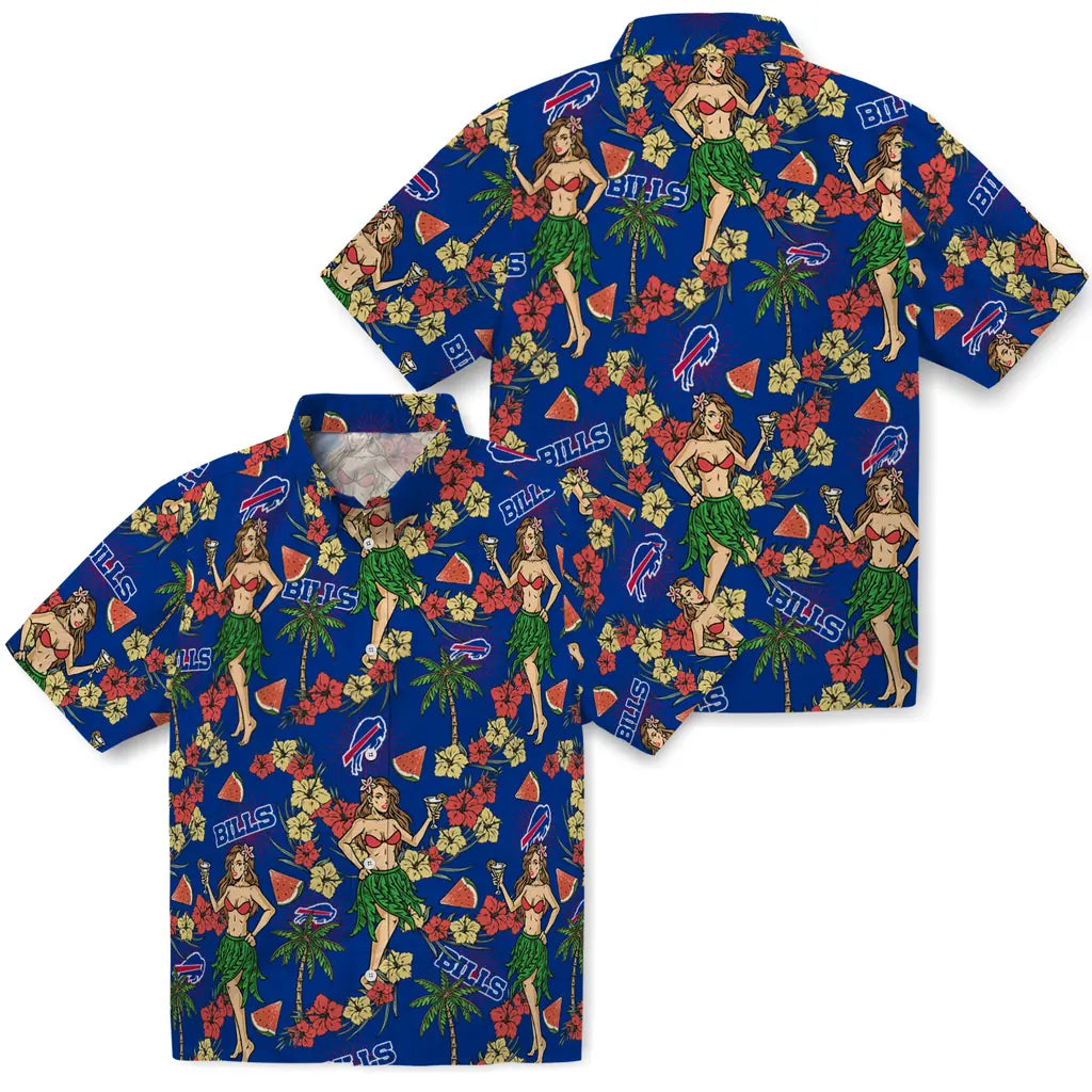 Buffalo Bills Hawaiian Shirt - Hawaiian Girls Design | Moonbestprint