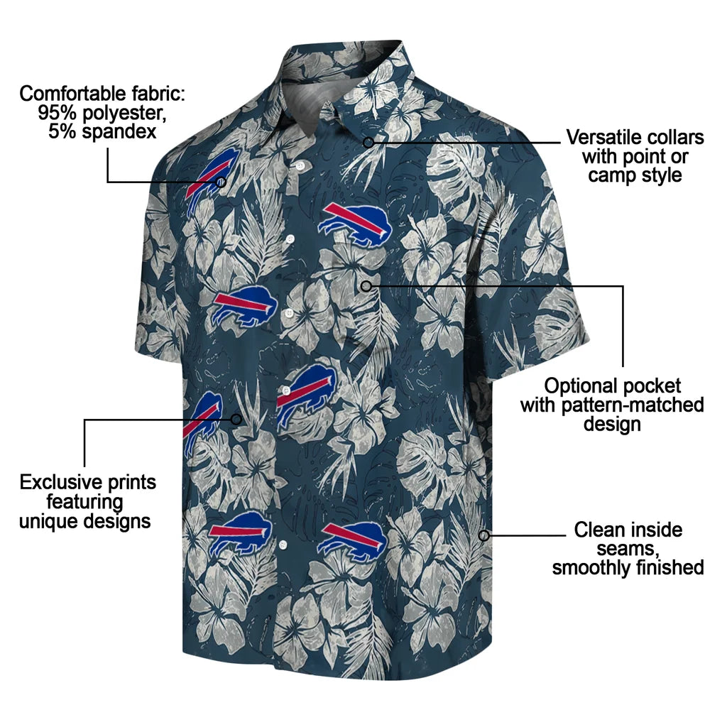 Buffalo Bills Hawaiian Shirt - Hibiscus Flowers | Moonbestprint