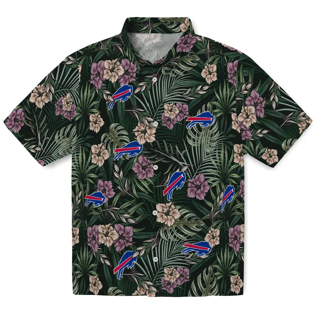 Buffalo Bills Hawaiian Shirt - Hibiscus Leaves Pattern | Moonbestprint