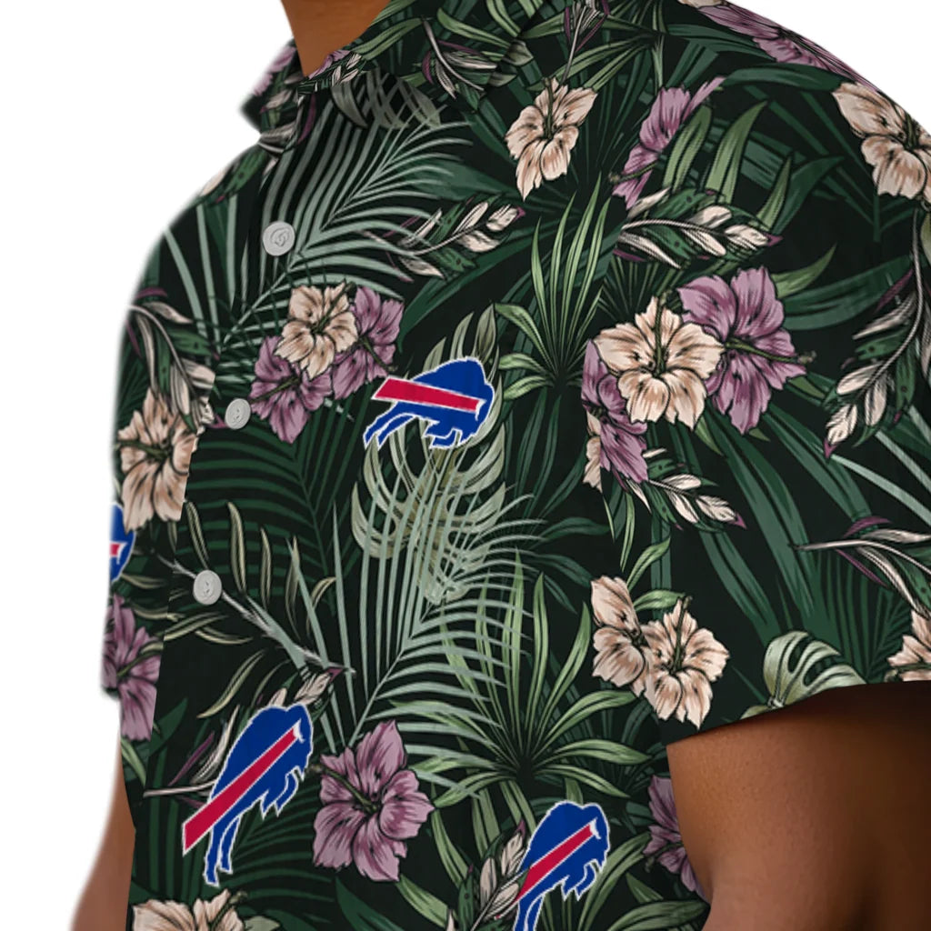 Buffalo Bills Hawaiian Shirt - Hibiscus Leaves Pattern | Moonbestprint