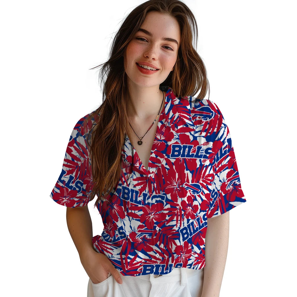 Buffalo Bills Hawaiian Shirt - Hibiscus Overlay | Moonbestprint