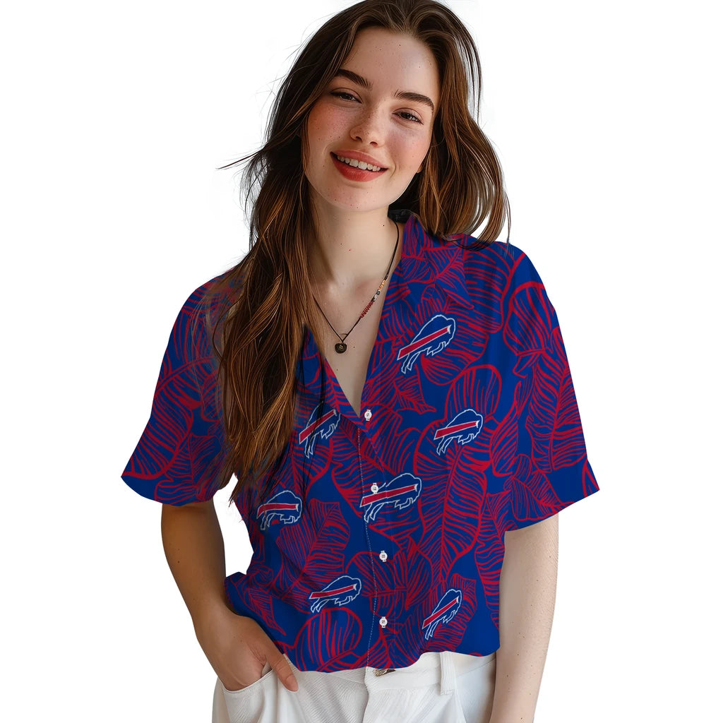 Buffalo Bills Hawaiian Shirt - Leaf Outline | Moonbestprint
