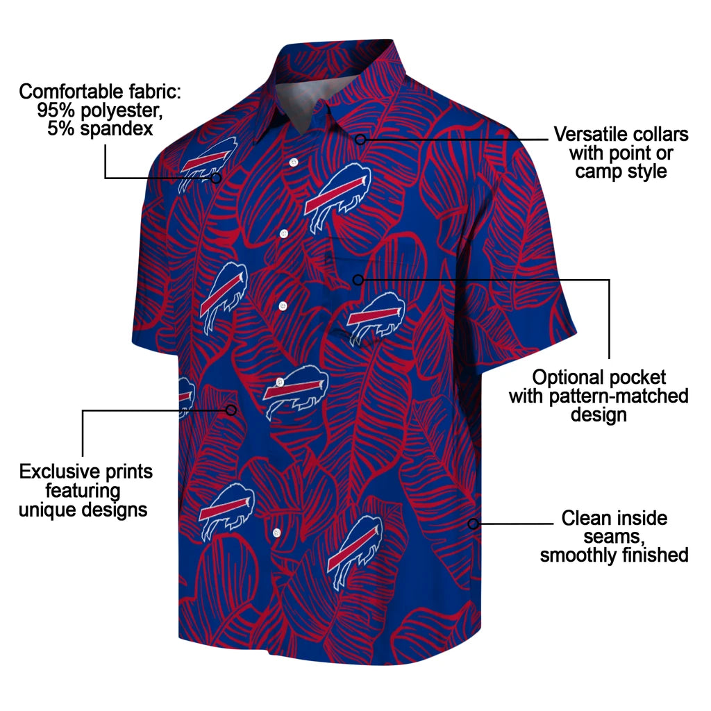 Buffalo Bills Hawaiian Shirt - Leaf Outline | Moonbestprint
