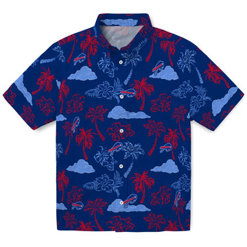 Buffalo Bills Hawaiian Shirt - Palm And Clouds | Moonbestprint