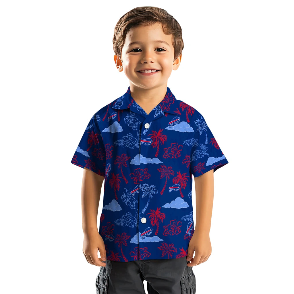 Buffalo Bills Hawaiian Shirt - Palm And Clouds | Moonbestprint