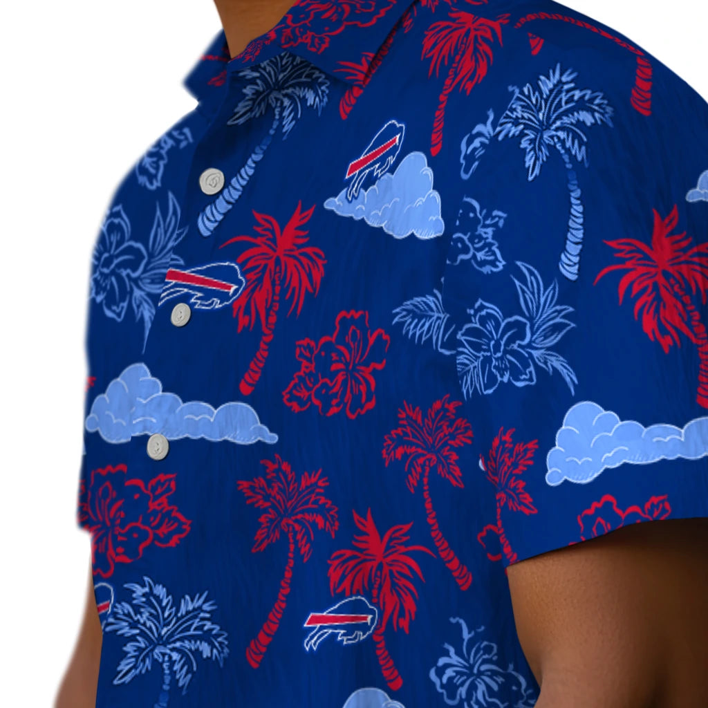 Buffalo Bills Hawaiian Shirt - Palm And Clouds | Moonbestprint