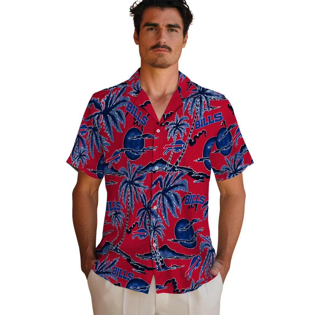Buffalo Bills Hawaiian Shirt - Palm Sunset | Moonbestprint