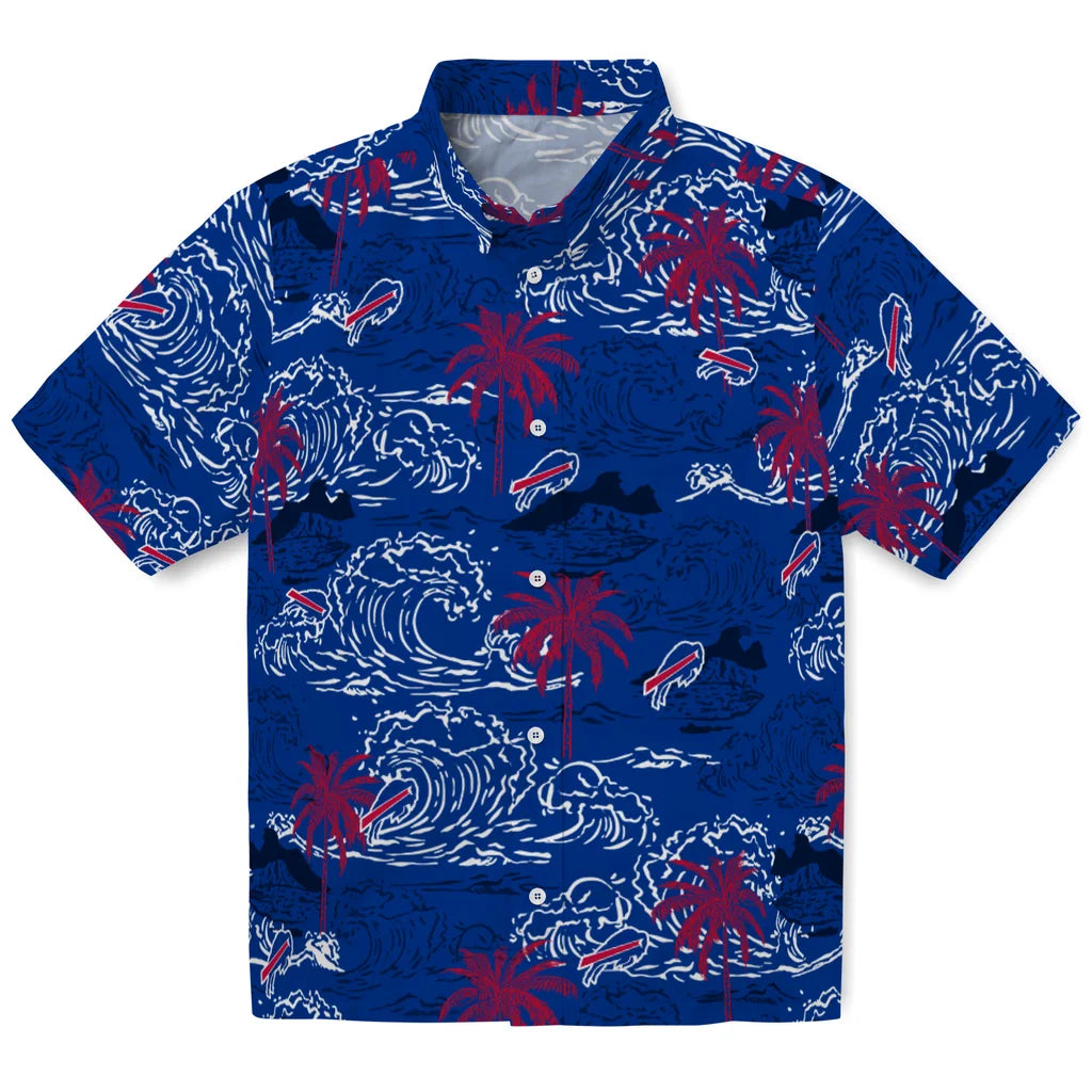 Buffalo Bills Hawaiian Shirt - Wave Palm | Moonbestprint