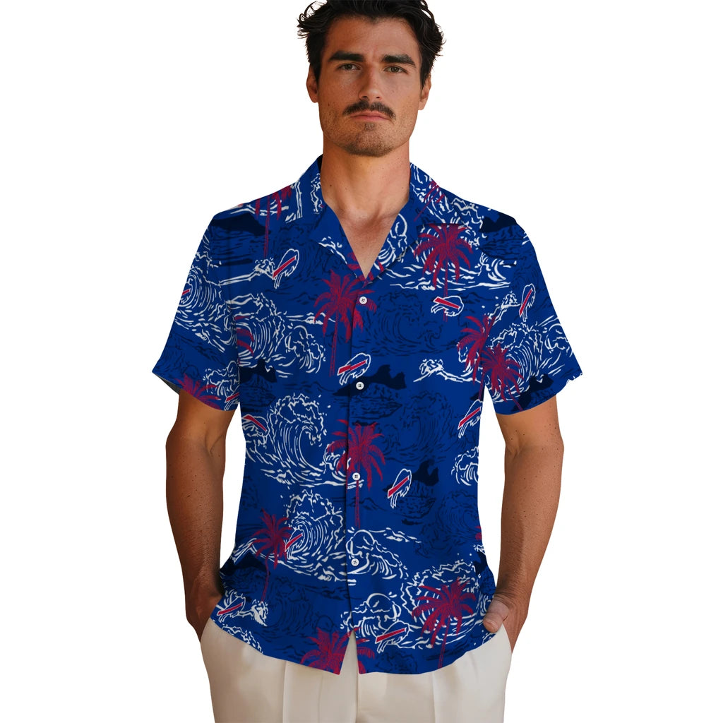 Buffalo Bills Hawaiian Shirt - Wave Palm | Moonbestprint