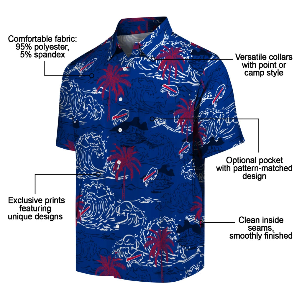Buffalo Bills Hawaiian Shirt - Wave Palm | Moonbestprint