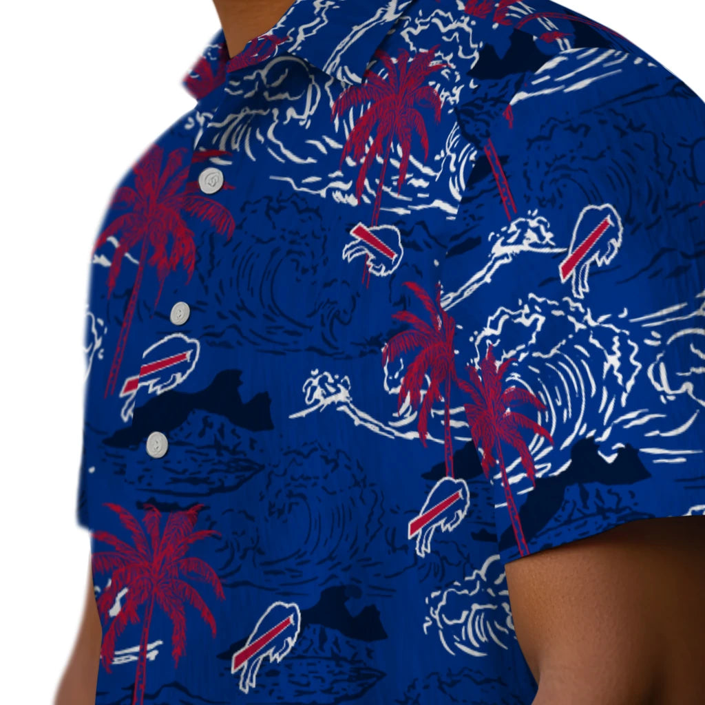 Buffalo Bills Hawaiian Shirt - Wave Palm | Moonbestprint