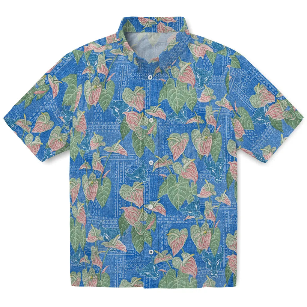 Buffalo Bulls Hawaiian Shirt - Anthurium Overlay | Moonbestprint