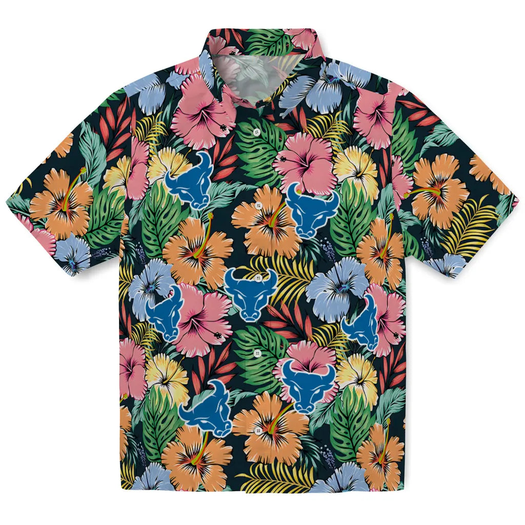 Buffalo Bulls Hawaiian Shirt - Brilliant Hibiscus Garden | Moonbestprint