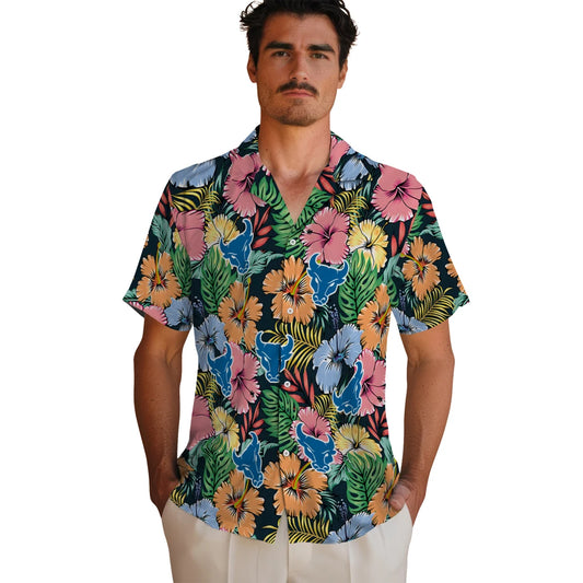Buffalo Bulls Hawaiian Shirt - Brilliant Hibiscus Garden | Moonbestprint