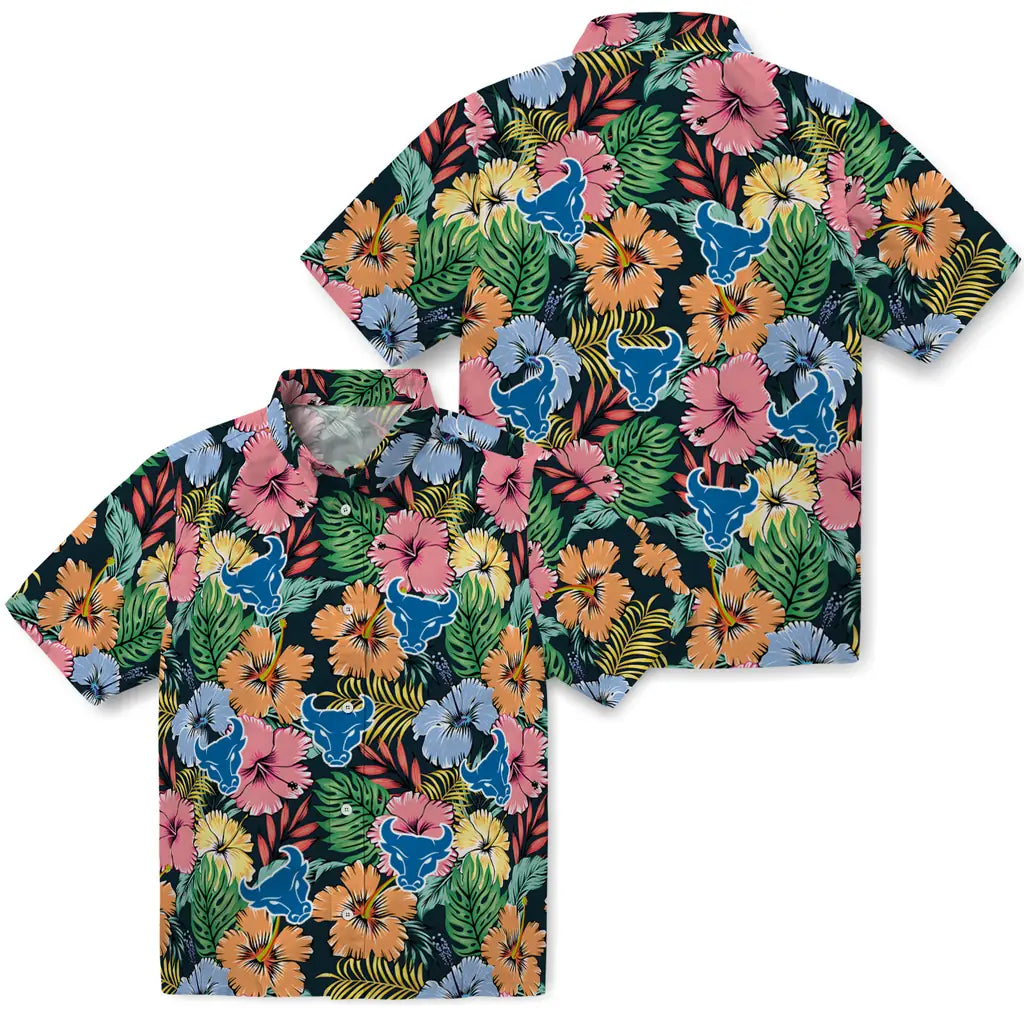 Buffalo Bulls Hawaiian Shirt - Brilliant Hibiscus Garden | Moonbestprint