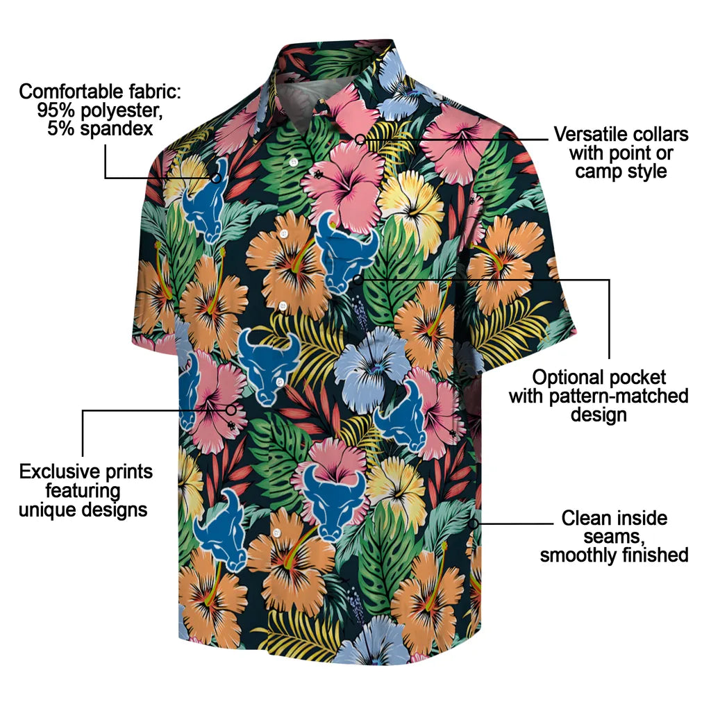 Buffalo Bulls Hawaiian Shirt - Brilliant Hibiscus Garden | Moonbestprint
