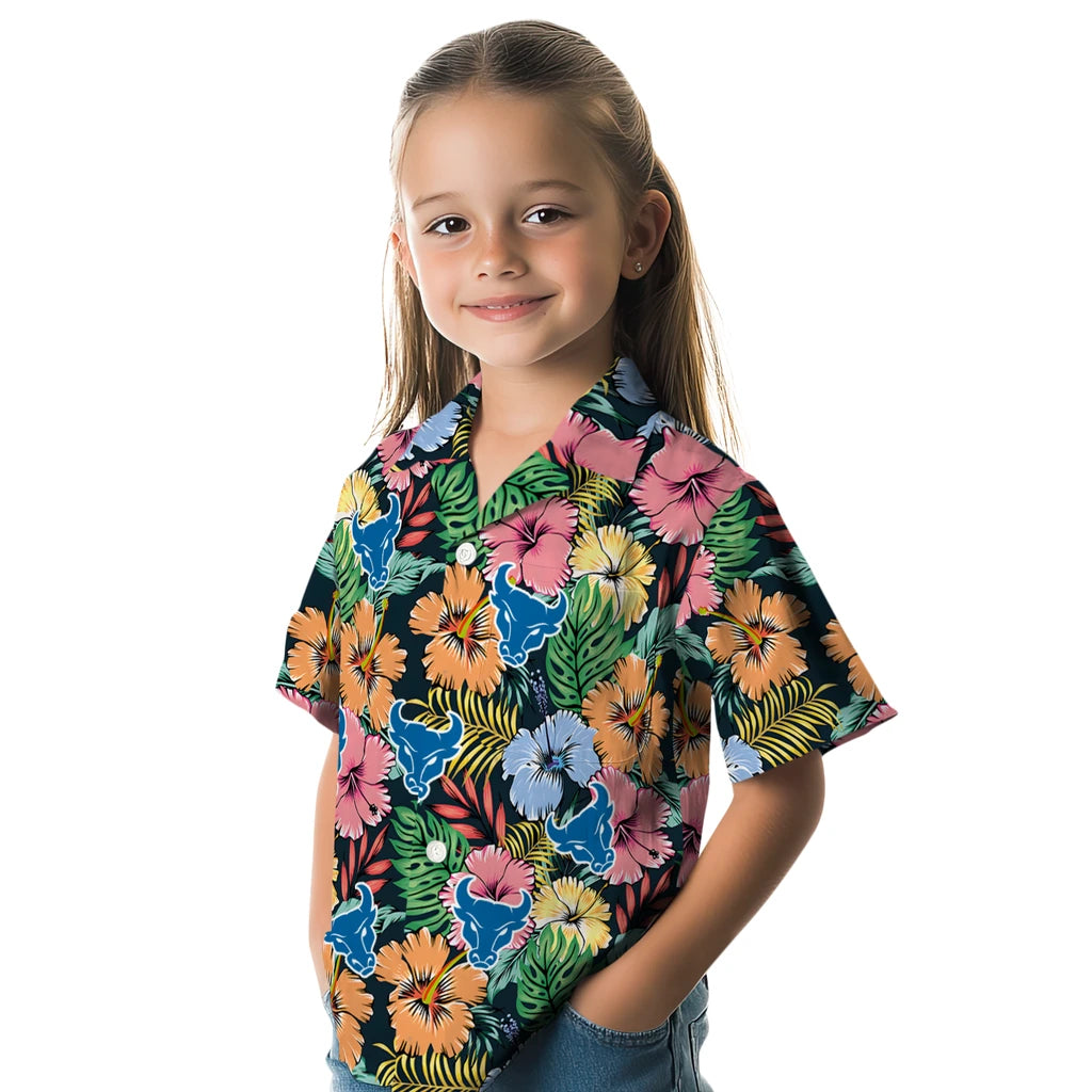 Buffalo Bulls Hawaiian Shirt - Brilliant Hibiscus Garden | Moonbestprint