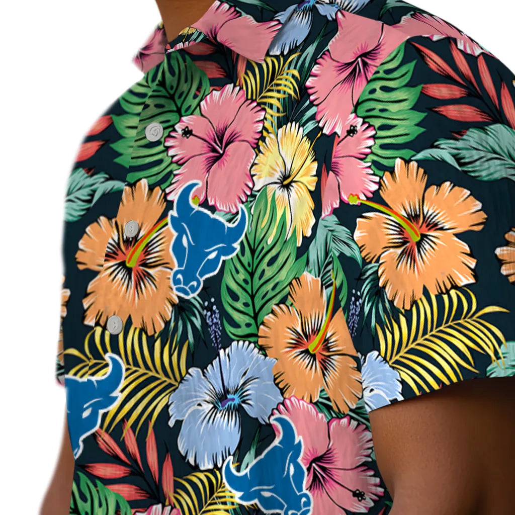 Buffalo Bulls Hawaiian Shirt - Brilliant Hibiscus Garden | Moonbestprint