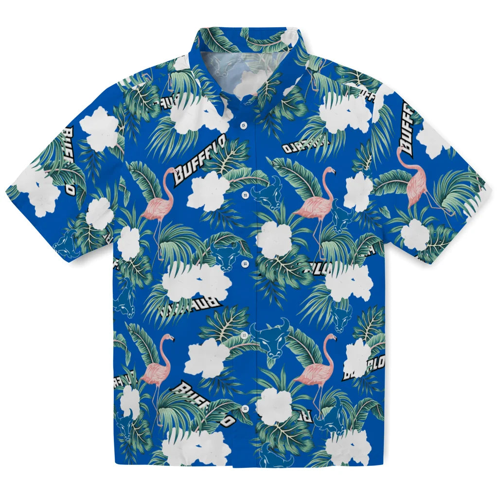Buffalo Bulls Hawaiian Shirt - Flamingo and Hibiscus | Moonbestprint