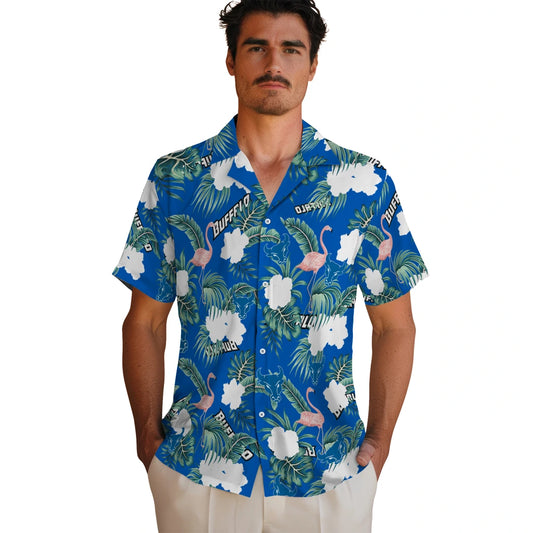 Buffalo Bulls Hawaiian Shirt - Flamingo and Hibiscus | Moonbestprint